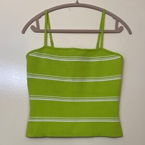 Lime Green Striped Crop Top